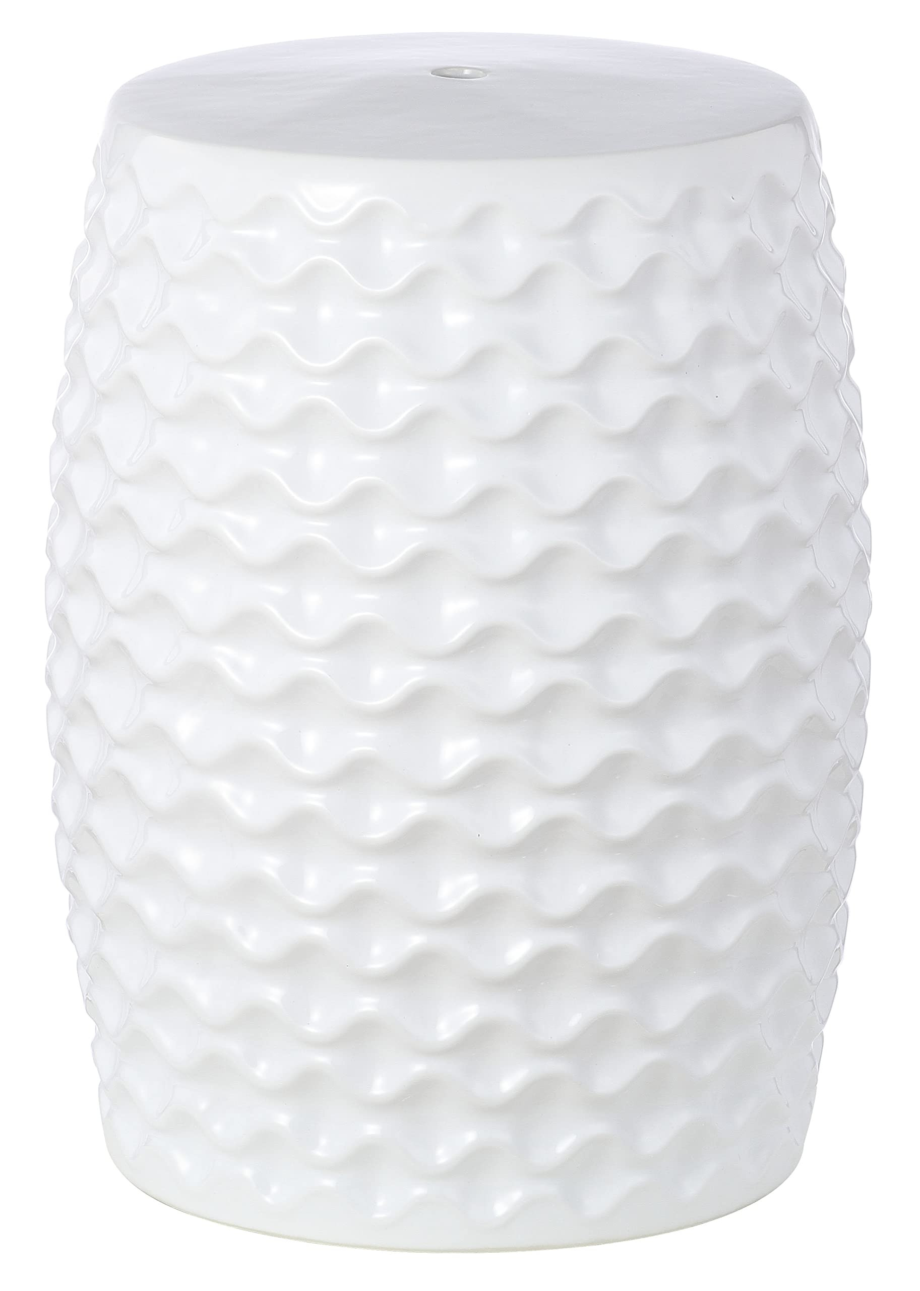 SAFAVIEH Home – Randon White Ceramic Indoor/Outdoor Garden Stool Side Table, Contemporary Sculp... | Amazon (US)