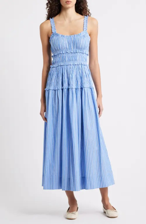 DÔEN Marianne Stripe Organic Cotton Midi Dress in Deauville Stripe at Nordstrom, Size Medium | Nordstrom