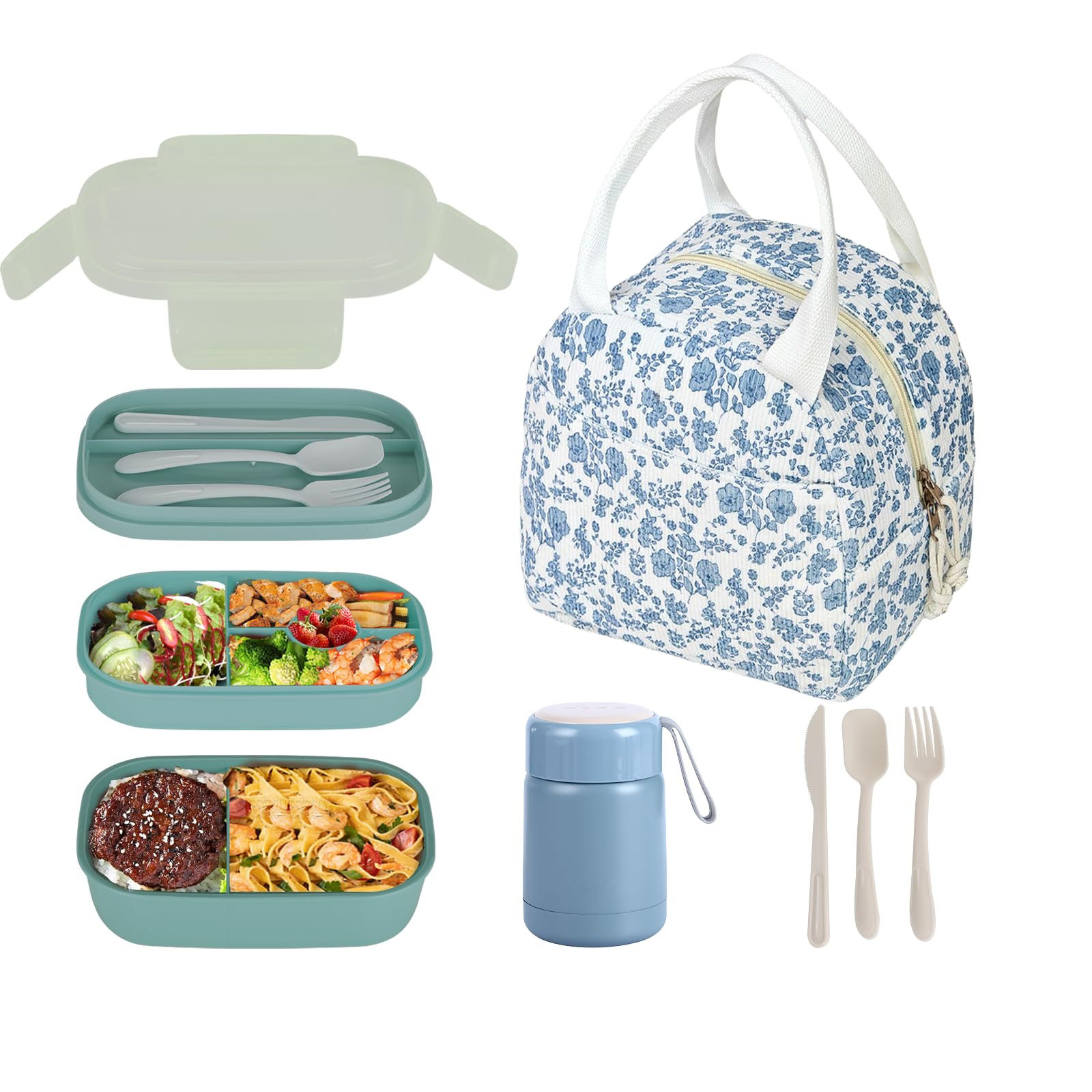 Bento Lunch Box Set for Women, with 12oz Soup Thermo, with Leak-Proof Food Containers, Insulated ... | Amazon (US)