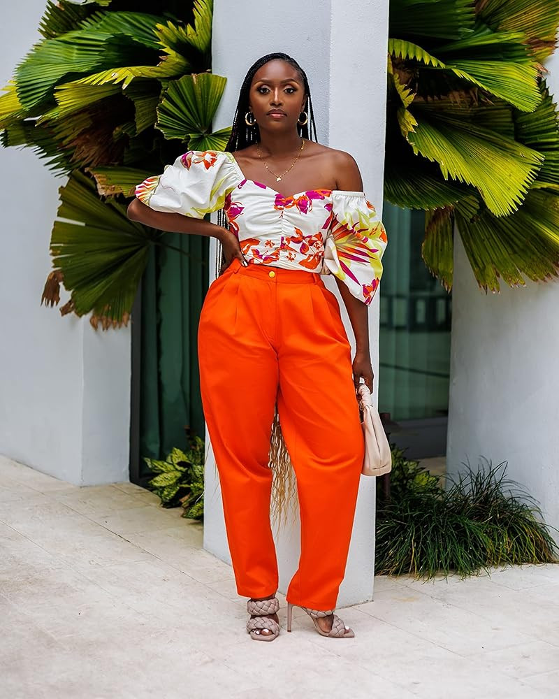 The Drop Women's Fire Orange Tapered Twill Pant by @tenickab | Amazon (US)
