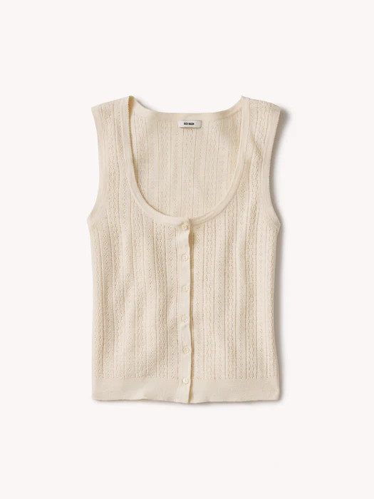 Soft White Coastal Linen Pointelle Button Down Tank - Buck Mason- Modern American Classics | Buck Mason