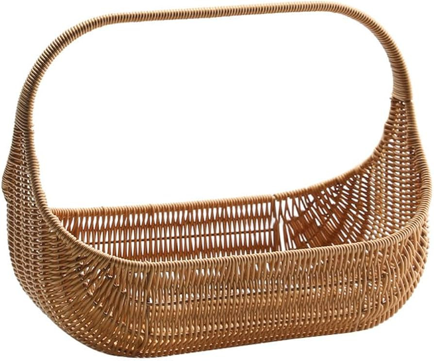 Multipurpose Wicker Basket, With Plastic Handle,Rectangular Rustic Hand Woven Harvest Basket for ... | Amazon (CA)