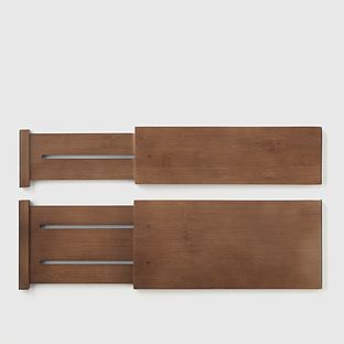 Shallow Bamboo Drawer Divider Kocha Brown Pkg/2 | The Container Store