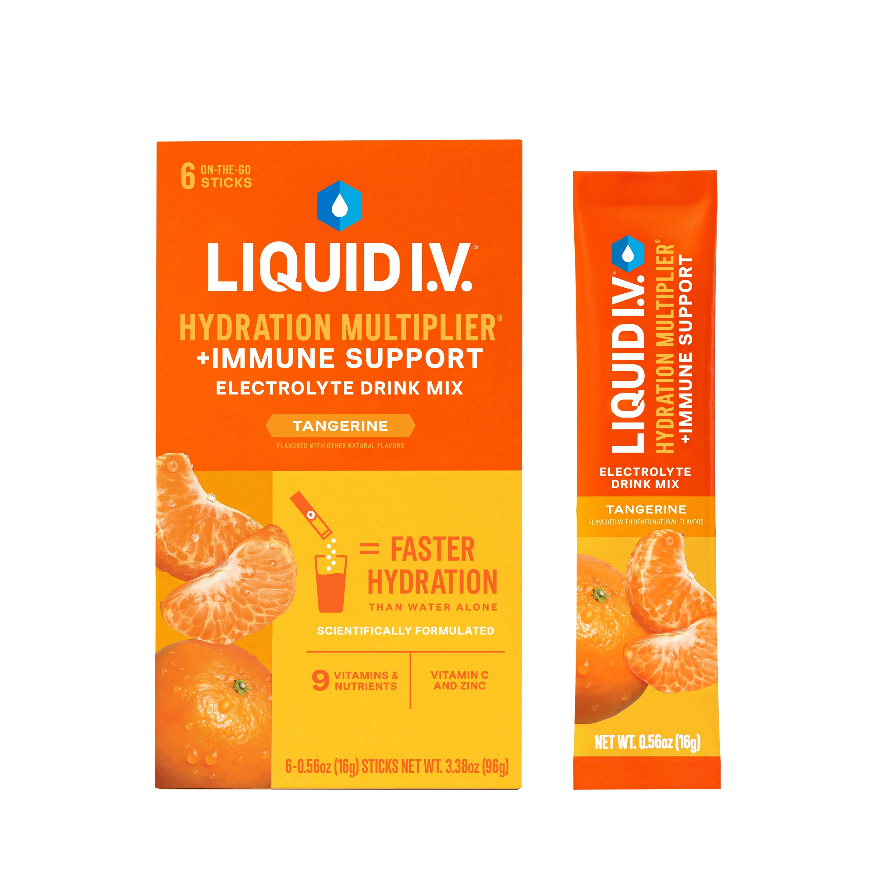 Liquid I.V.® Tangerine Hydration Multiplier® +Immune Support Powdered Electrolyte Drink Mix, 6 ... | Walmart (US)