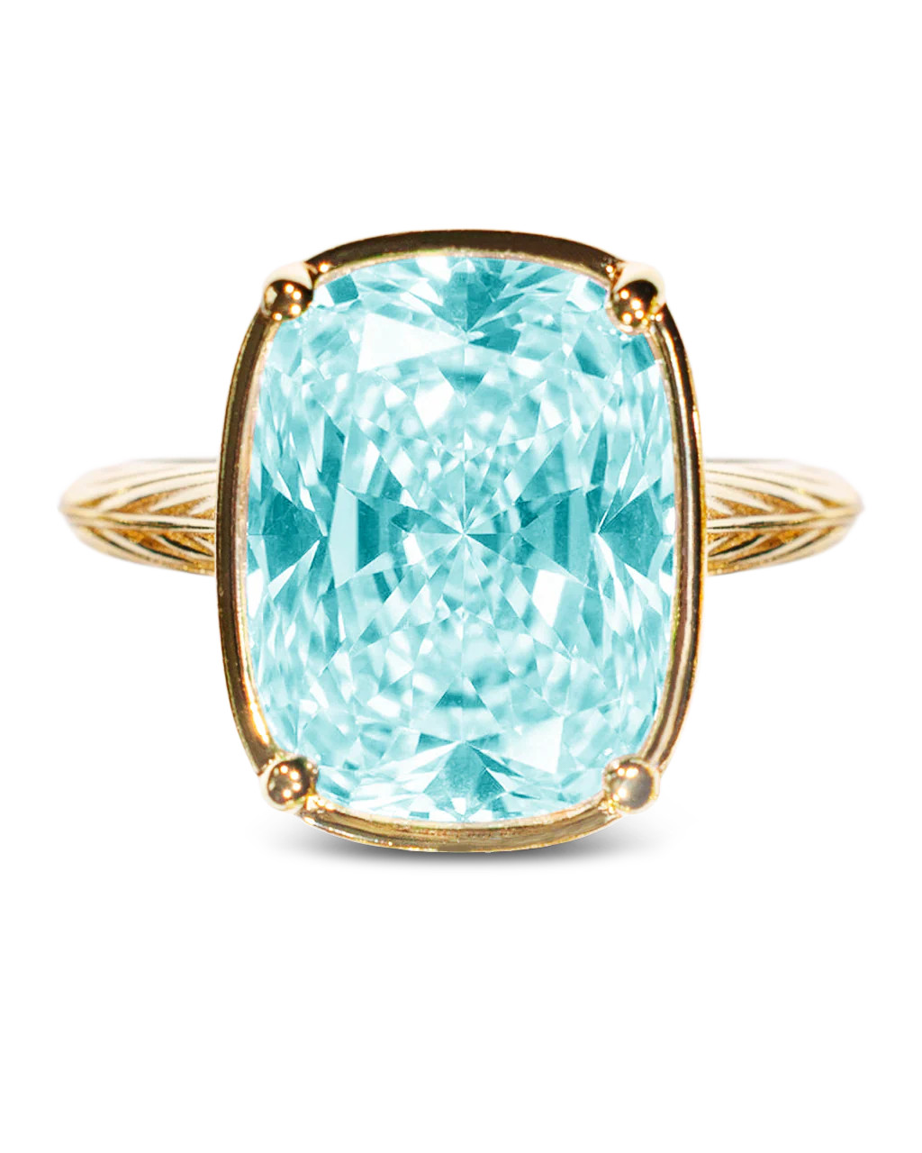 Sterling Silver Elongated Cushion Aquamarine CZ Cocktail Ring | Sterling Forever