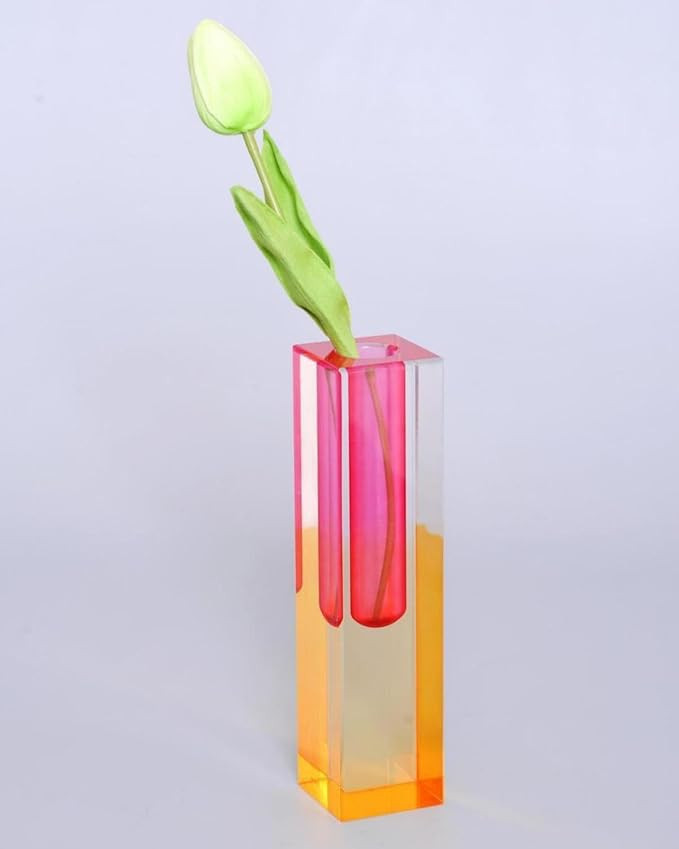 Acrylic Bud Vase, Cute Maximalist Room Decor, Unique Gradient Color Column Vase, Modern Home, Off... | Amazon (US)