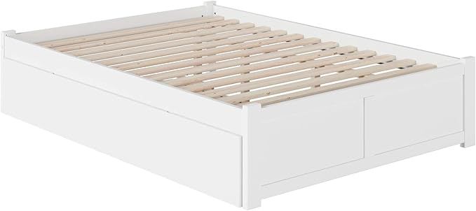 AFI Concord Platform Bed with Flat Panel Footboard and Twin Size Urban Trundle, Full, White | Amazon (US)