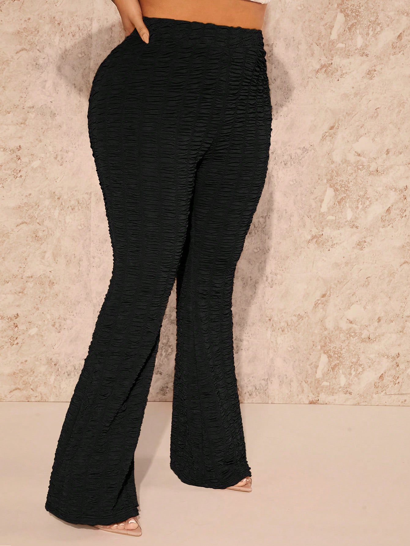 SHEIN SXY Plus Solid Flare Leg Pants | SHEIN