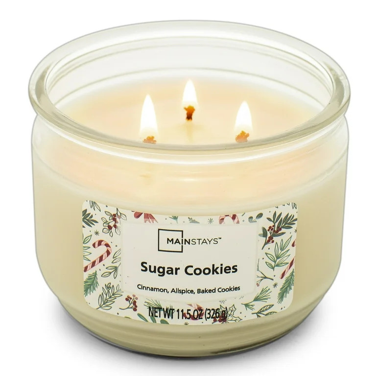 Mainstays Sugar Cookies Scented 3-Wick Glass Jar Candle, 11.5 oz | Walmart (US)