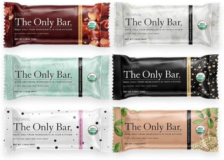 Truvani Plant Based Snack Bars | 5-8g Protein | 6 Pack Variety | Organic | Vegan | The Only Bar |... | Amazon (US)