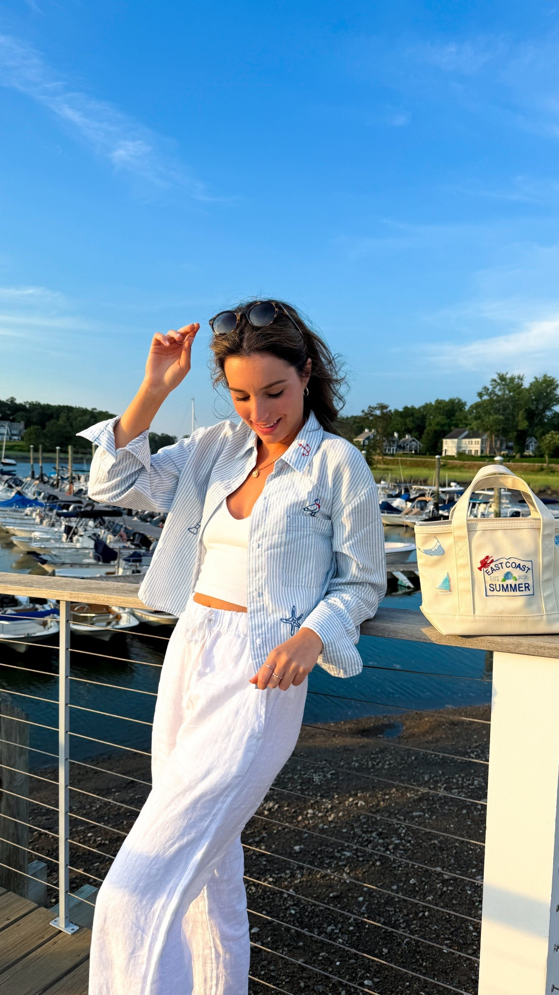 White linen pants outfit from sunset! Wearing the JCrew ones in XS, top is from @thisisjessicagordon on IG and bag is @thepreppystitch on IG 🤍🌊🌞

#LTKSeasonal #LTKFindsUnder100 #LTKTravel