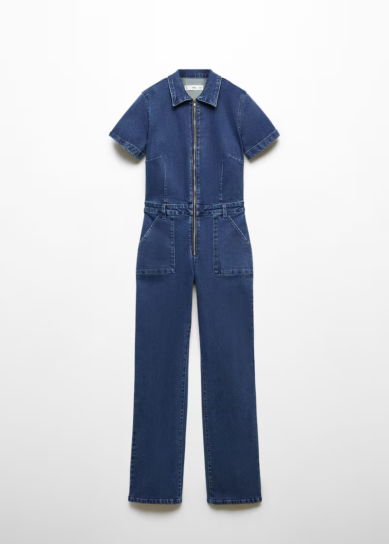 Denim zipper jumpsuit -  Women | Mango United Kingdom | MANGO (UK)