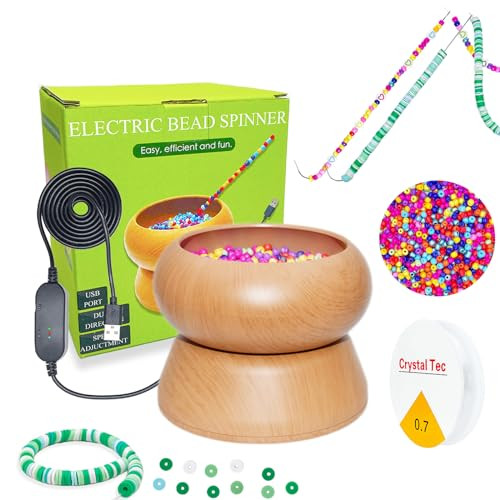 Xmada Electric Bead Spinner - Clay Bead Spinner with 2PC Beading Needles and Seed Beads, Waist Beads Kit, Bead Spinner for Jewelry Making, Electric | Speed Adjustment Bead Spinner Kit (Original) | Amazon (US)
