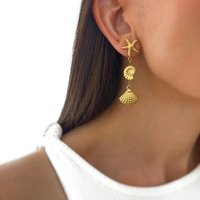 Starfish Stud Earrings - Gold Chunky Earrings Waterproof Jewelry Everyday Ocean Personalized Gift For Her | Etsy (US)