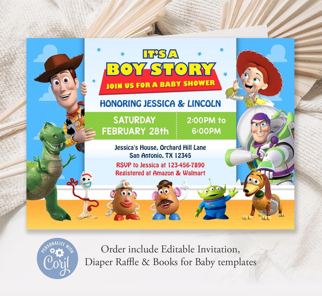 Toy Story Baby Shower Invitation, Its a Boy Story, Baby Shower Invitation, Personalized, Printabl... | Etsy (US)