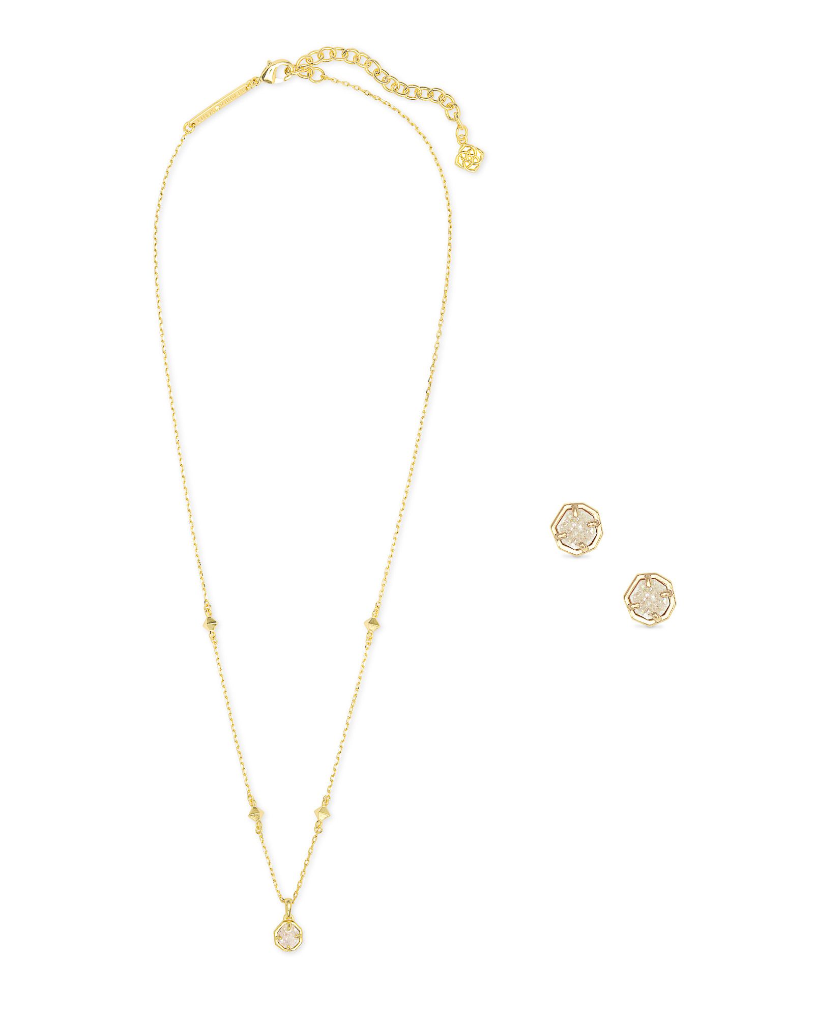 Nola Gold Necklace & Earrings Gift Set in Iridescent Drusy | Kendra Scott