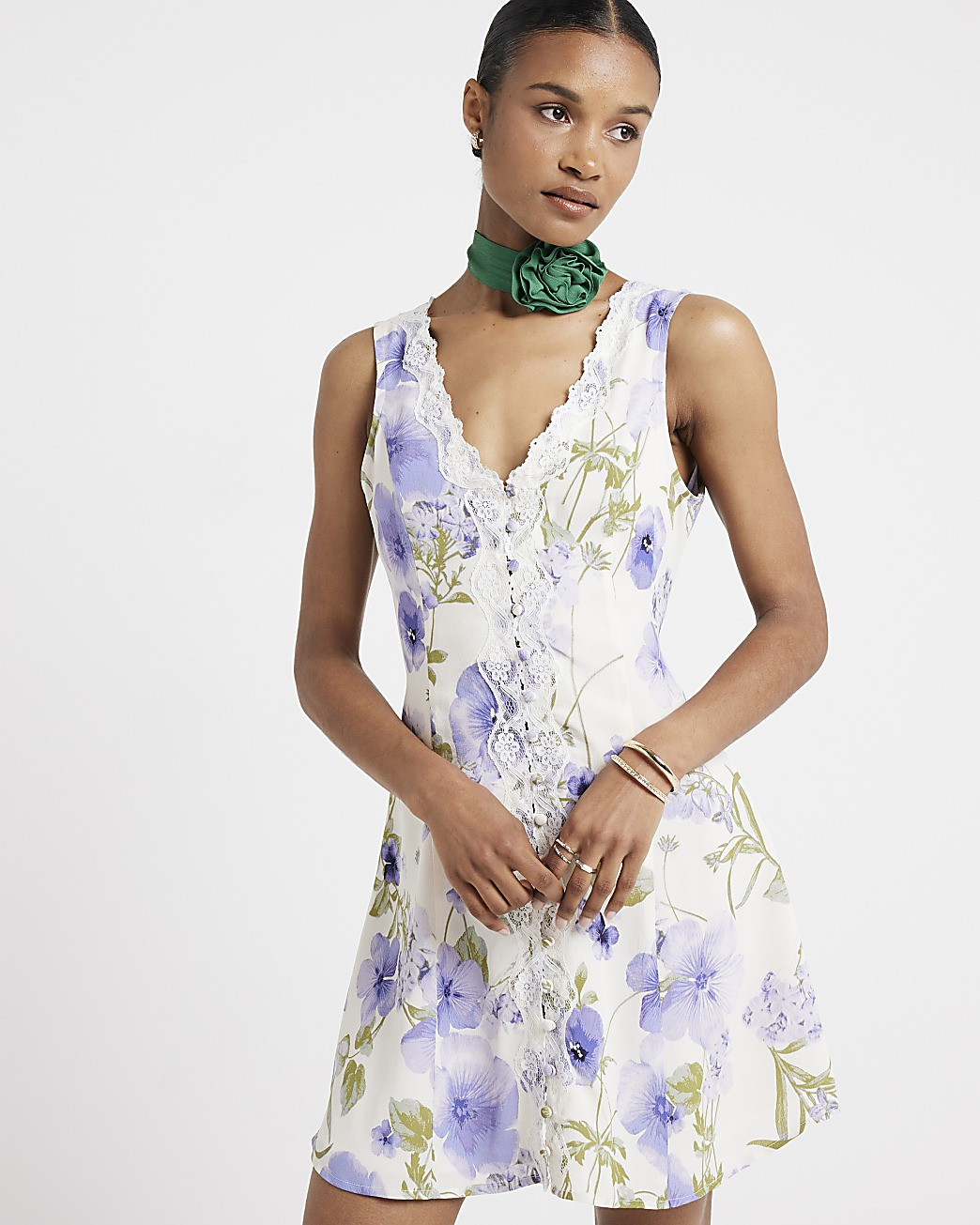 Purple Floral Mini Dress | River Island (UK & IE)