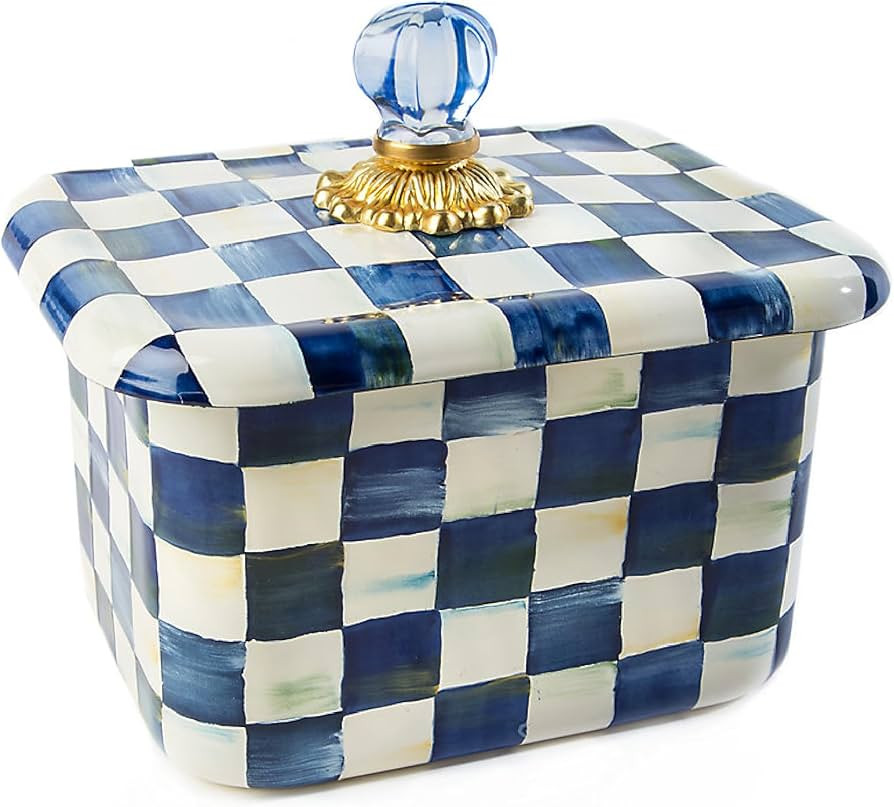 MACKENZIE-CHILDS Enamel Recipe Box, Cute Recipe-Card Box, Royal Check | Amazon (US)