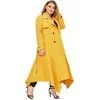 Bescita Women's Plus Size Solid Long Trench Coat Double-Breasted Irregular Big Hem Coat | Walmart (US)