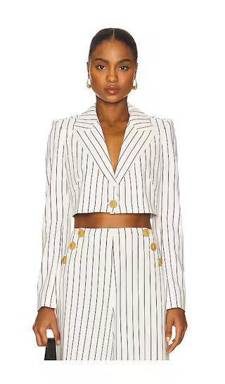 L'AGENCE Izzie Cropped Blazer in White. - size 00 | Revolve Clothing (Global)