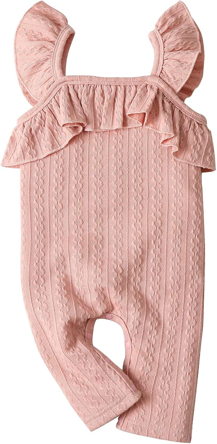 Newborn Baby Girl Romper Solid Plain One Piece Jumpsuit Sleeveless Halter Bodysuit Infant Summer ... | Amazon (US)