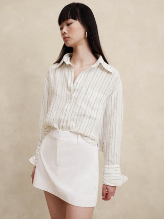 The Boxy Crop Linen Shirt | Banana Republic | Banana Republic (US)