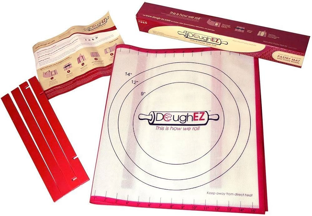 DoughEZ Patented Extra Large 17.5 x 32 Non-Slip Silicone Pastry Dough Rolling Mat and 6 Guide Sti... | Amazon (US)