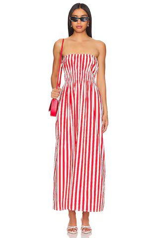 FAITHFULL THE BRAND Le Bon Midi Dress in Bayou Stripe Red from Revolve.com | Revolve Clothing (Global)