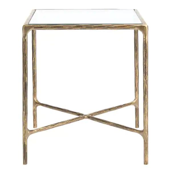 SAFAVIEH Couture Jessa Forged Metal Square End Table - 18" W x 18" L x 20" H - White/Brass | Bed Bath & Beyond