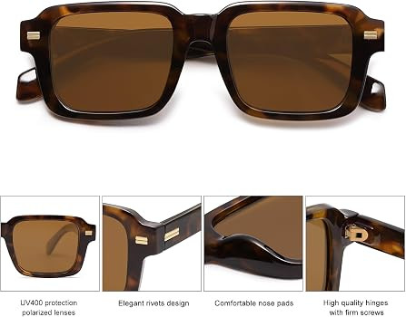 SOJOS Trendy Square Polarized Sunglasses for Women Men, 70s 80s Retro Vintage Rectangle Shades SJ... | Amazon (US)