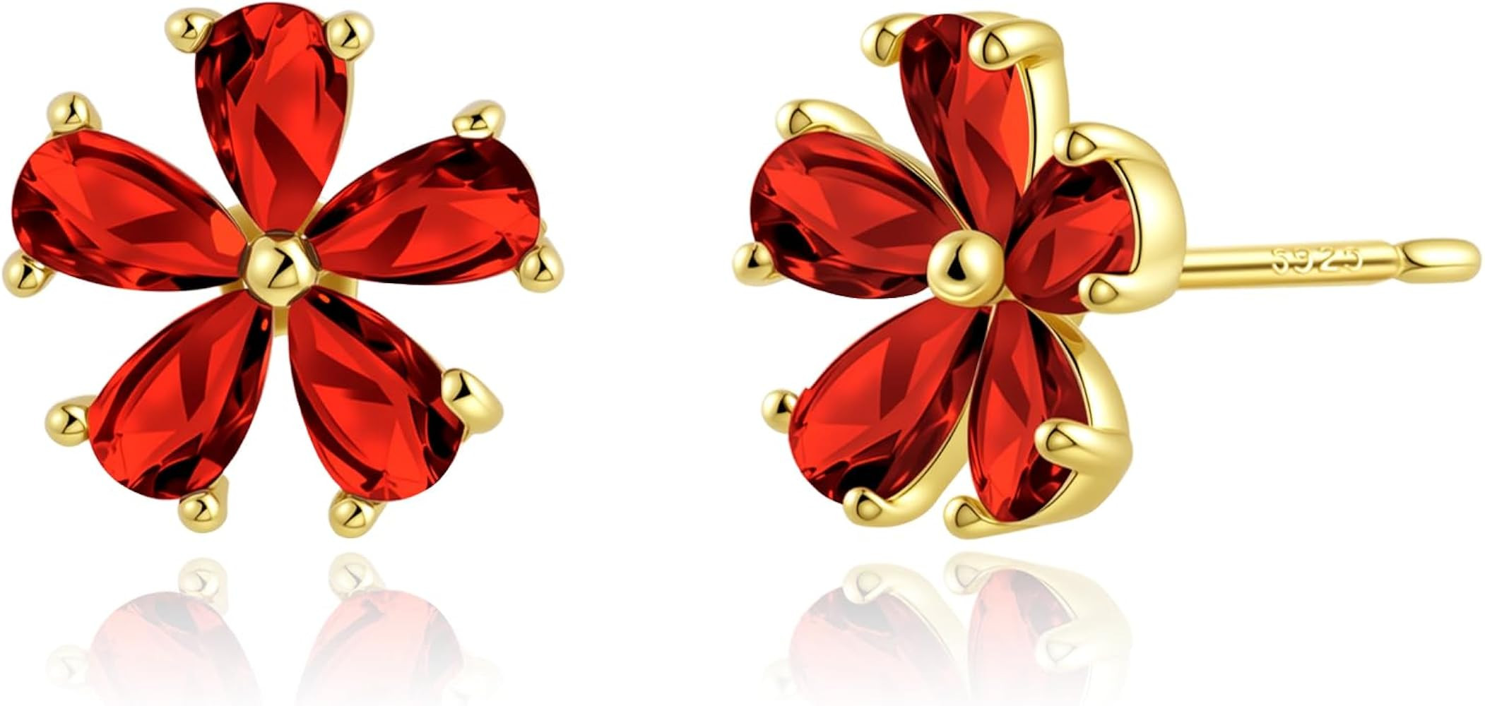 Hypoallergenic Crystal Flower Stud Earrings for Women     Dainty 14K Gold Plated Cubic Zirconia J... | Amazon (US)