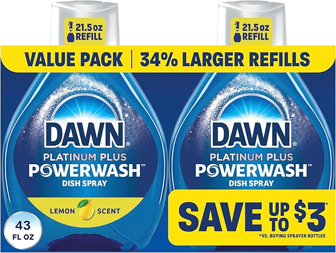 Dawn Powerwash Lemon Dish Spray, Liquid Dish Soap 2 Refills, 43 Fl Oz | Amazon (US)