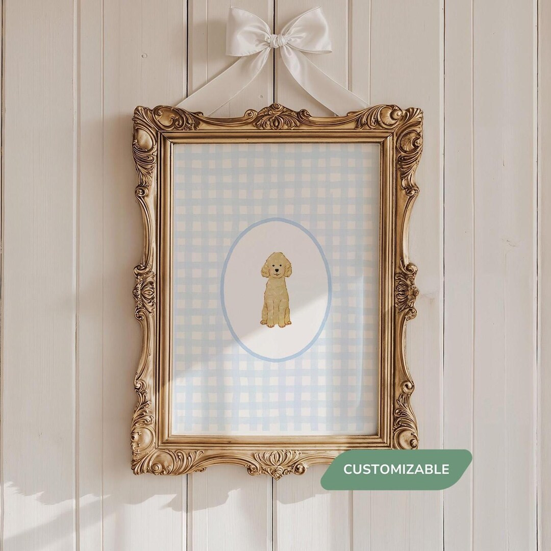 Personalized Golden Doodle Dog Art Gifts, Pet Portrait for Toddler Baby Boy Nursery Wall, Custom ... | Etsy (US)