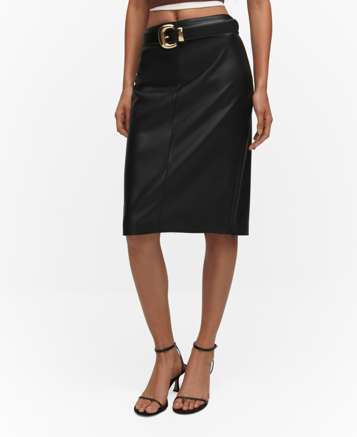 Mango Women's Faux-Leather Pencil Skirt - Black | Macy's