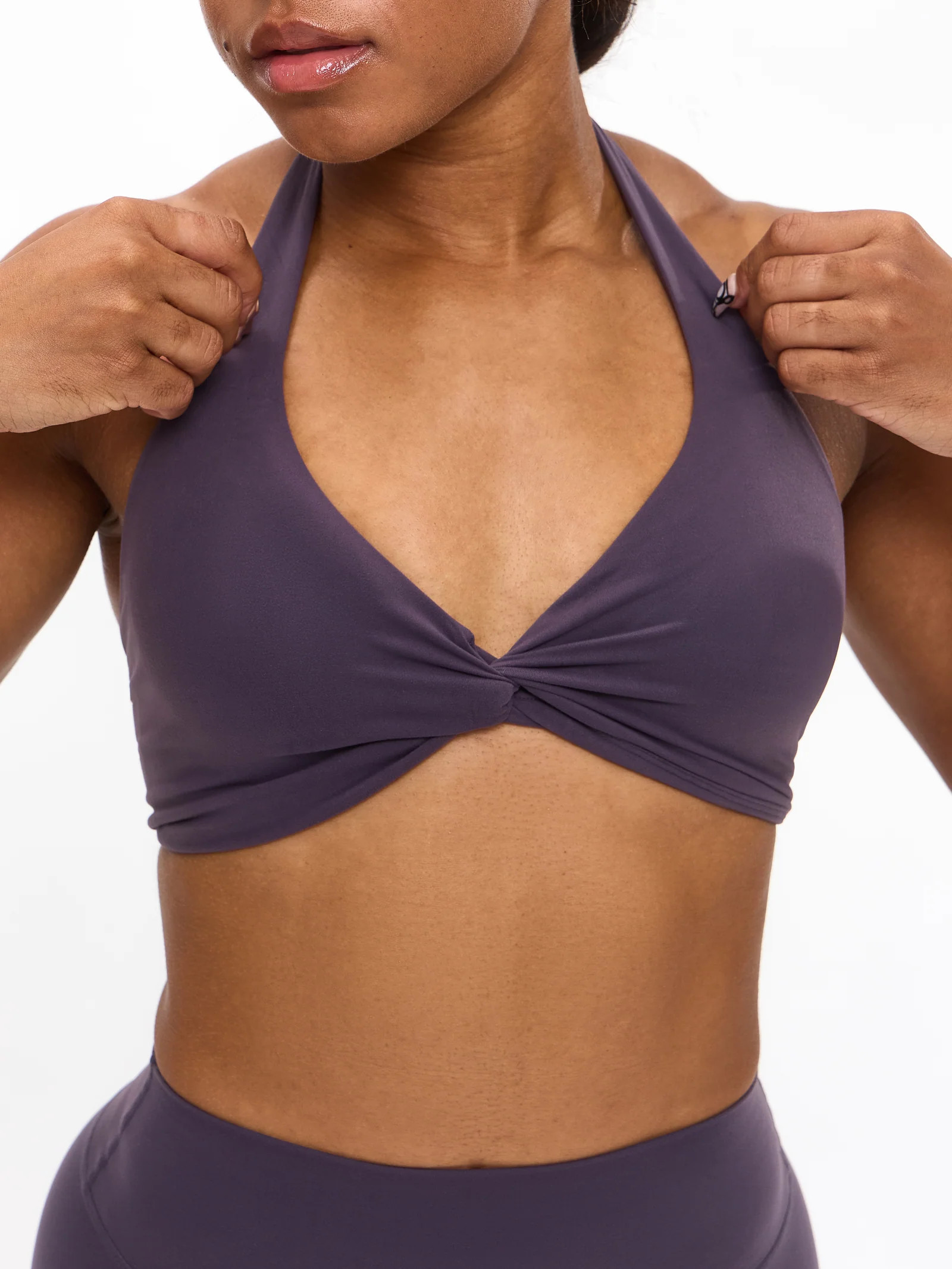 Poshknit Twist Halter Sports Bra - Purple Shadow | Buffbunny Collection