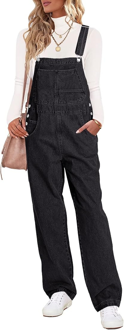 luvamia Overalls Women Loose Fit Denim Bib Baggy Overall Jumpsuit Straight Wide Leg Stretchy Jean... | Amazon (US)