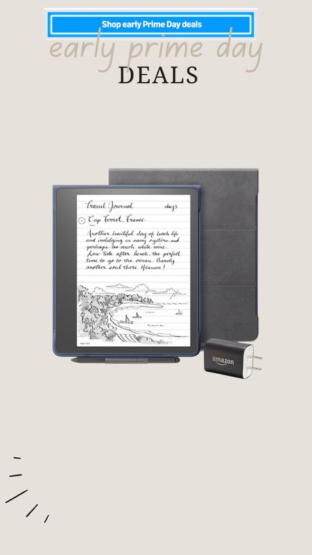 Kindle Scribe Essentials Bundle including Kindle Scribe (64 GB), Premium Pen, Brush Print Leather Folio Cover with Magnetic Attach - Storm Grey, and Power Adapter
Early prime day deal 

#LTKSummerSales #LTKSaleAlert