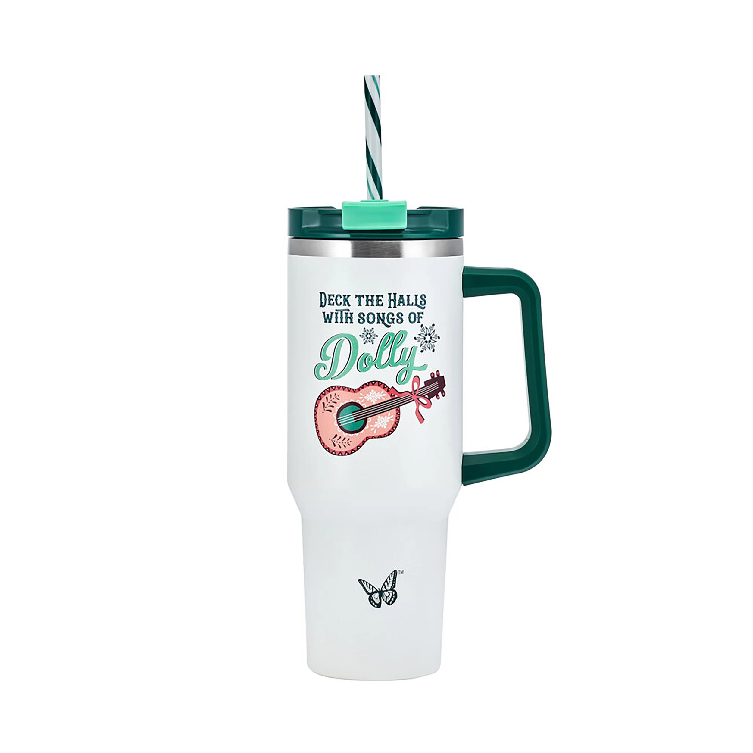 Dolly Parton 40 fl oz Double Wall Stainless Steel Tumbler with Handle, White | Walmart (US)