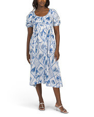 Coastal Print Puff Sleeve Maxi Dress | Casual Dresses  | Marshalls | Marshalls
