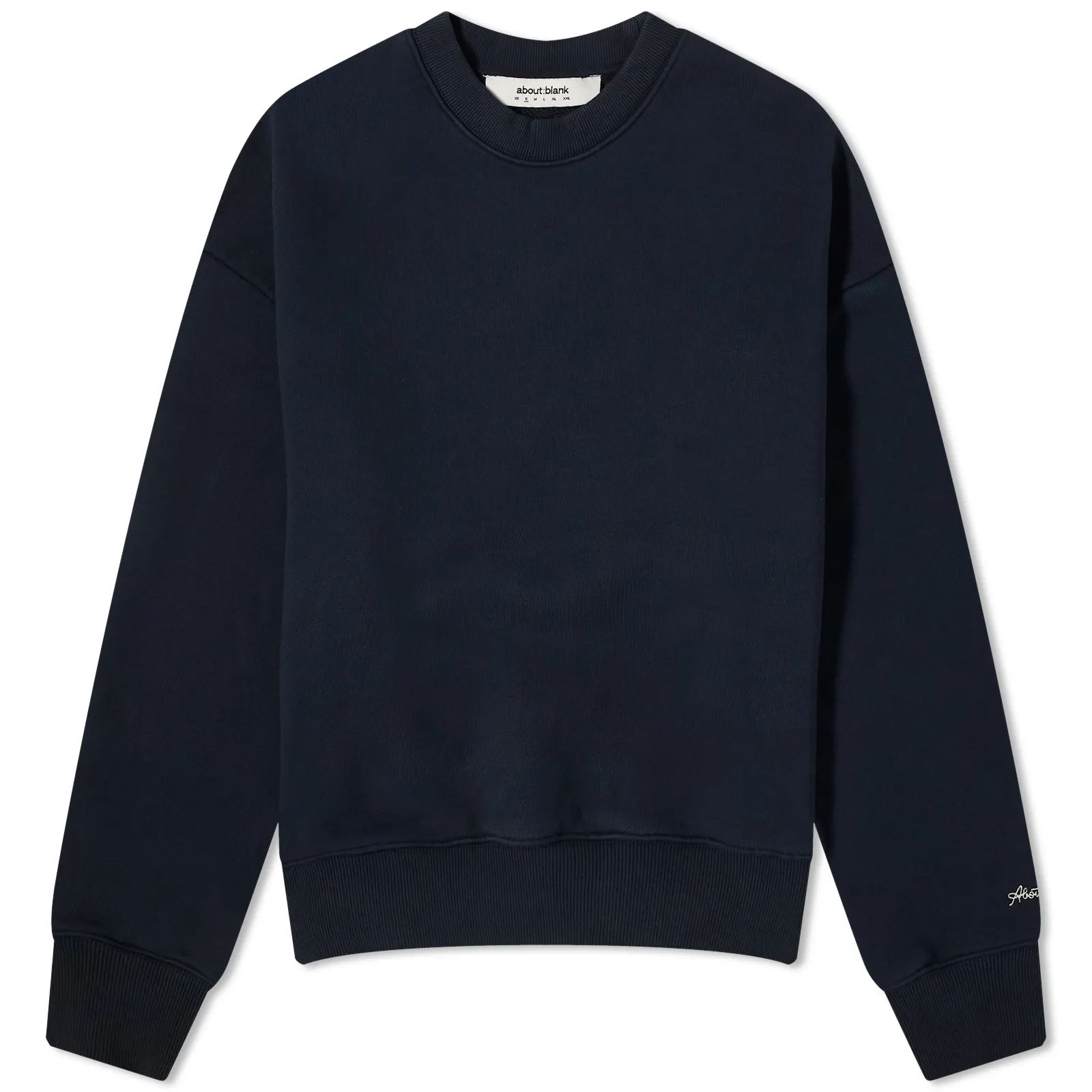 about:blank Chain Stitch Crew Sweat French Navy & Ecru | END. | End Clothing (UK & IE)