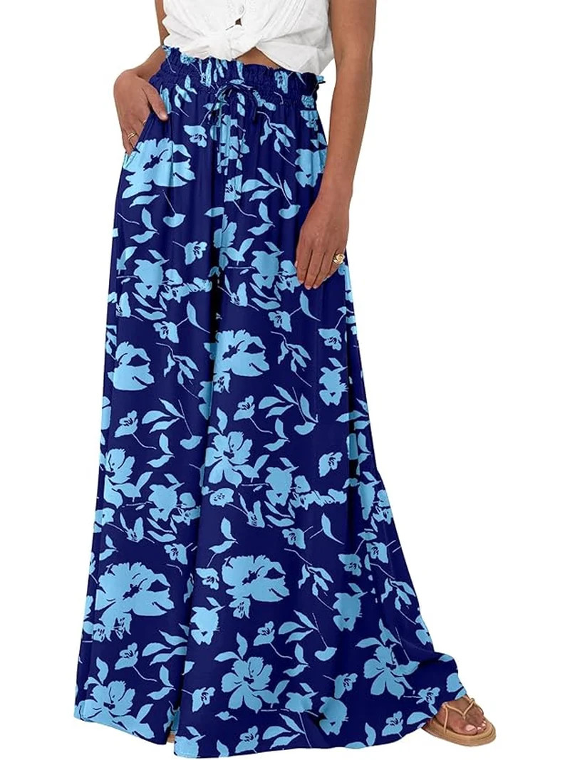 BTFBM Women Casual High Waist Wide Leg Pants Spring Summer Long Palazzo Pants Pocket Lounge Beach... | Walmart (US)