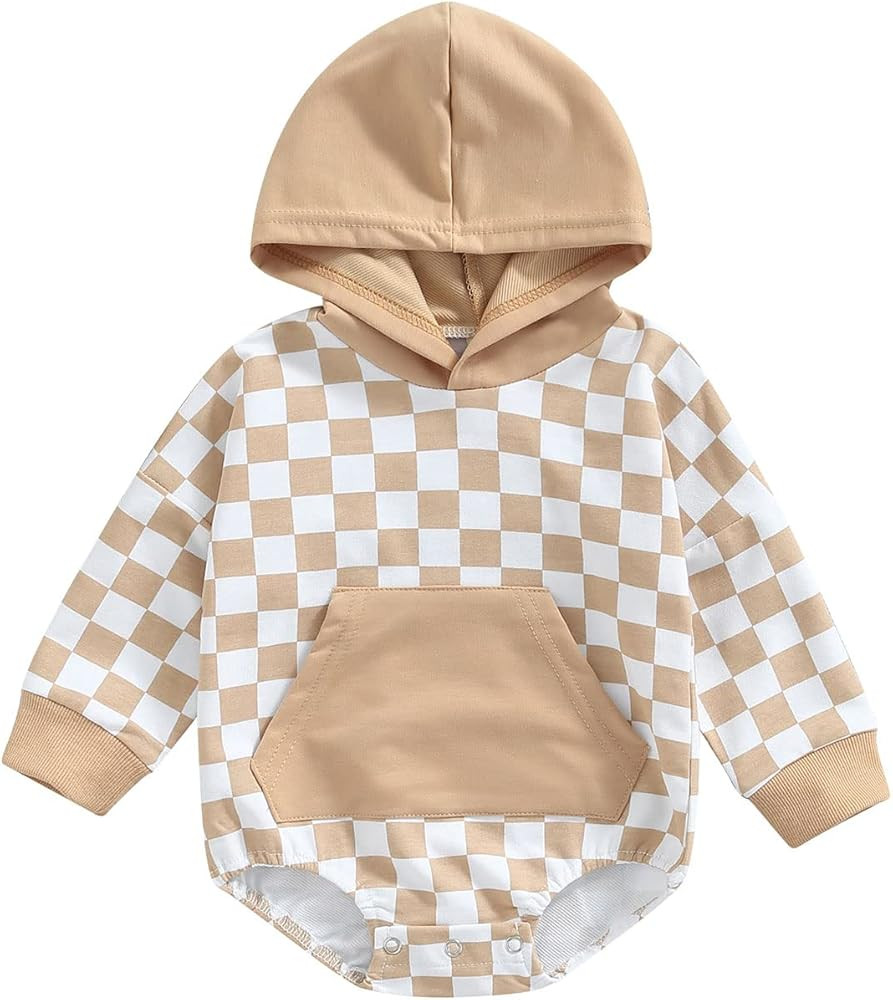 Baby Girls Boys Fall Clothes Outfits Patchwork Oversized Long Sleeve Sweatshirt Romper Bodysuit Shir | Amazon (US)