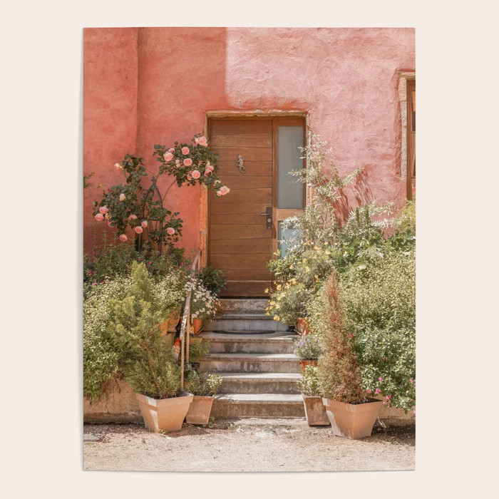 Pink House Front Door In France Photo | Europe Summer Travel Photography | Greens And Roses Art P... | Society6