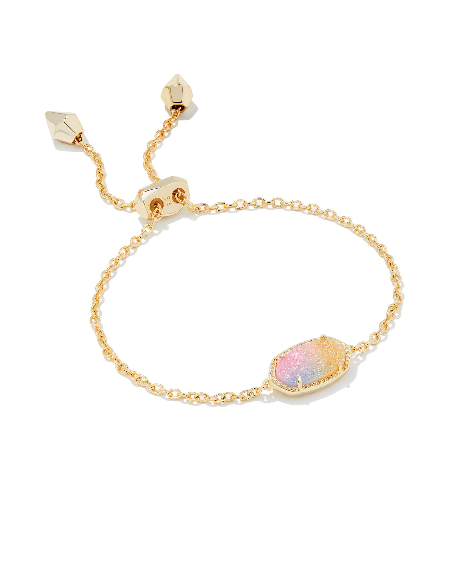 Elaina Gold Delicate Chain Bracelet in Pink Watercolor Drusy | Kendra Scott | Kendra Scott