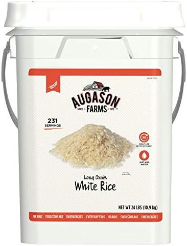 Augason Farms Long Grain White Rice Emergency Food Storage 24 Pound Pail | Amazon (US)