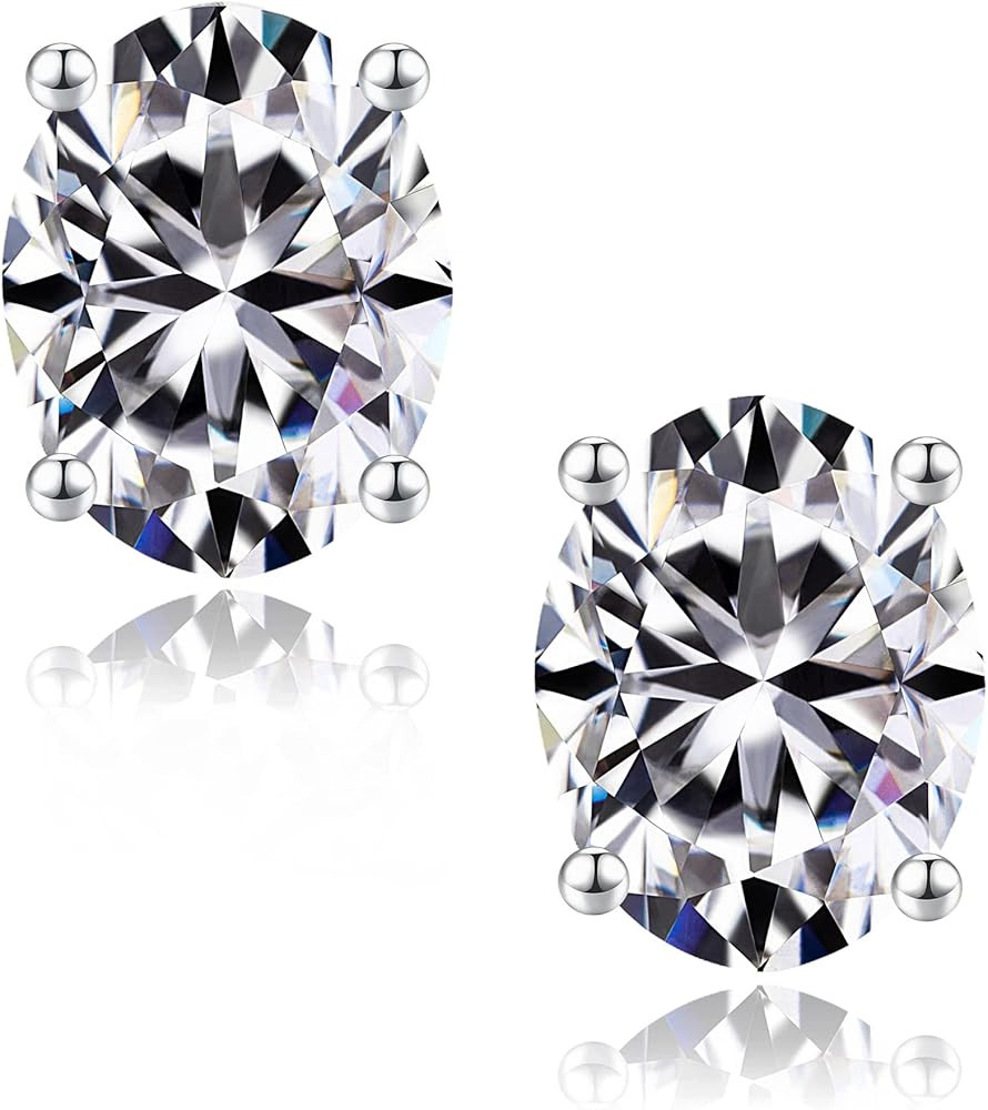 SMILEST Oval Moissanite Earrings for Women Men, 1-4ct D Color VVS1 Clarity Lab Created Moissanite... | Amazon (US)