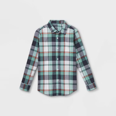 Boys' Button-Down Stretch Woven Long Sleeve Shirt - Cat & Jack™ | Target