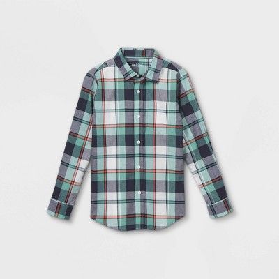 Boys' Button-Down Stretch Woven Long Sleeve Shirt - Cat & Jack™ | Target