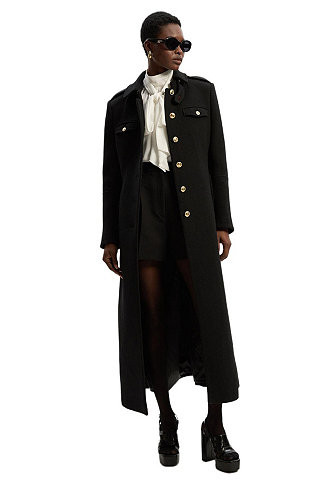 Women's Wool Military Tailored Maxi Coat | Macy's