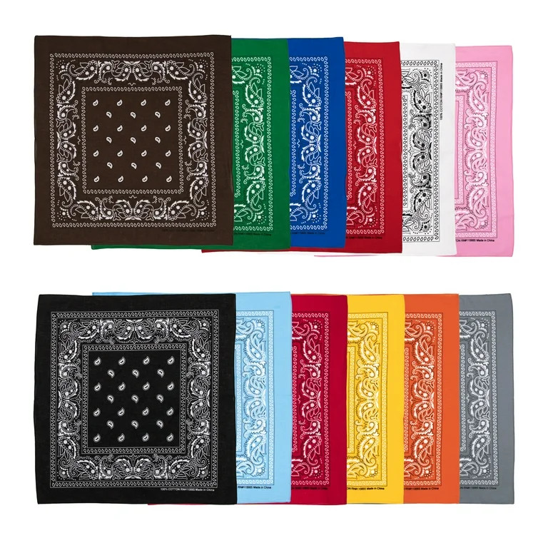 Lightweight Multicolored 22"x22" Cotton Bandana 12 Pack | Walmart (US)